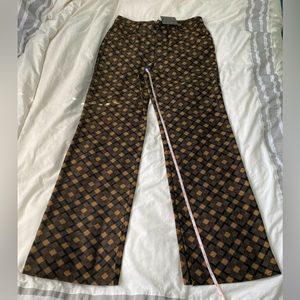Black and Brown flare pants with a slit